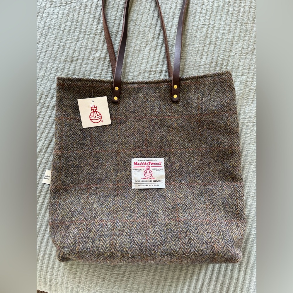 Harris Tweed Brown Herringbone Tote Bag